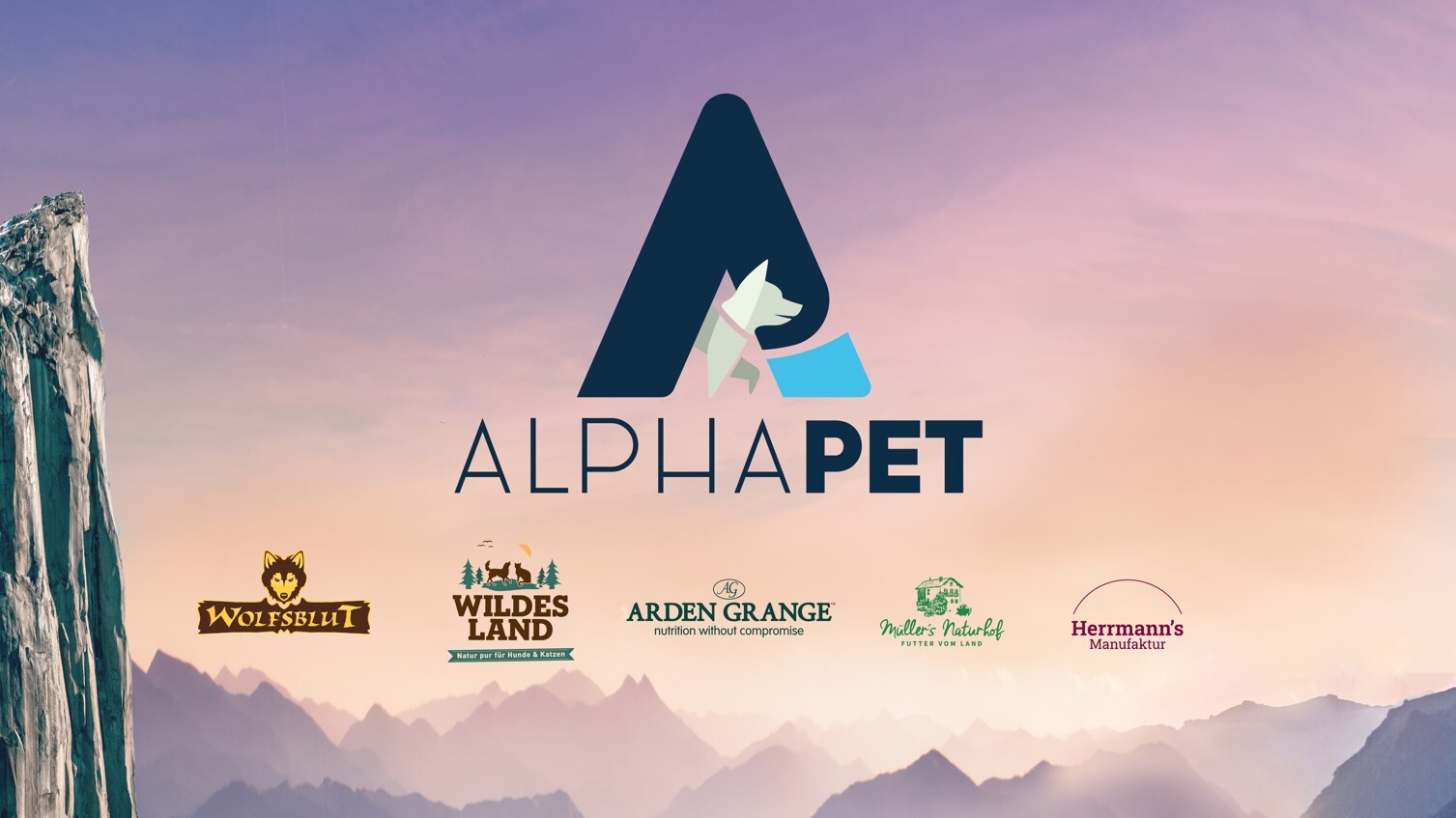Großes AlphaPet Logo, darunter Logos von AlphaPet Marken