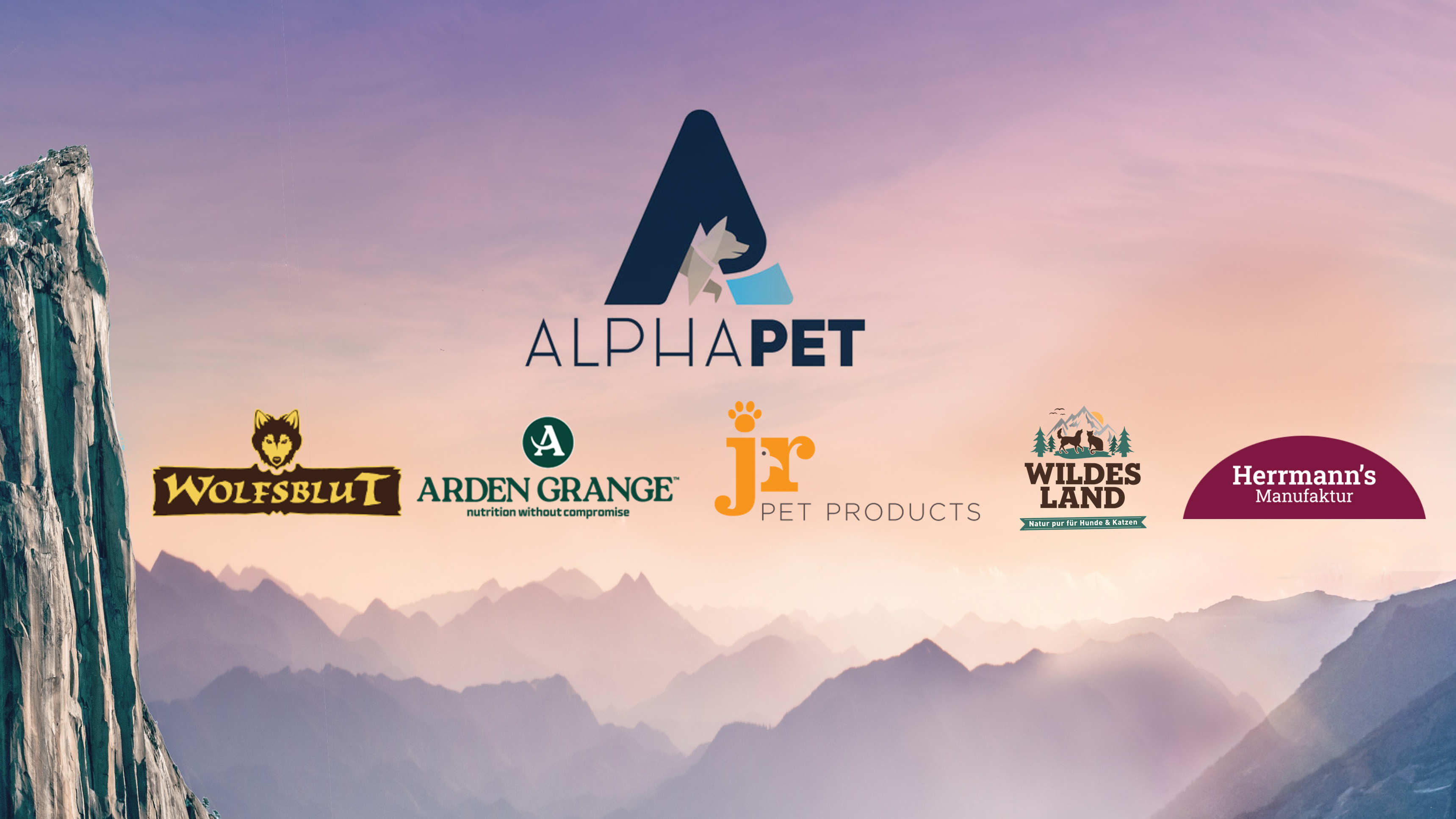 Big AlphaPet logo with AlphaPet brand logos below